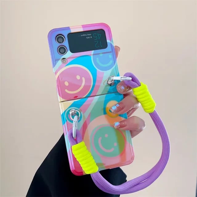 Colorful Graffiti Happy Face Phone Case For Galaxy Z Flip 3 / Galaxy Z Flip 4 / Galaxy Z Flip 5 / Galaxy Z Flip 6