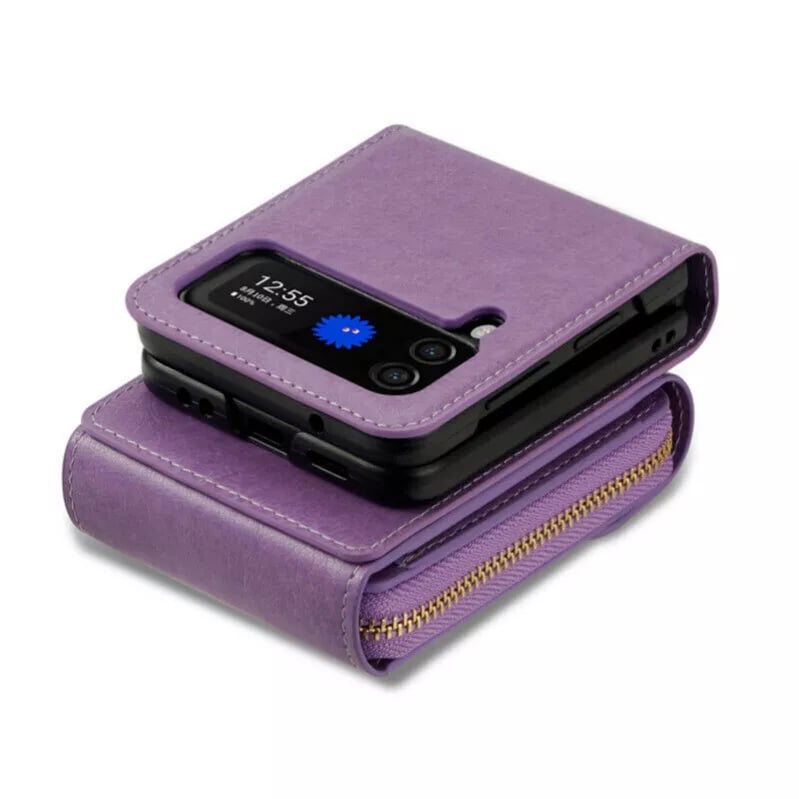 Mobile phone protective case with lanyard, crossbody, zipper card wallet for Galaxy Z Flip 3/Galaxy Z Flip 4/Galaxy Z Flip 5/Galaxy Z Flip 6