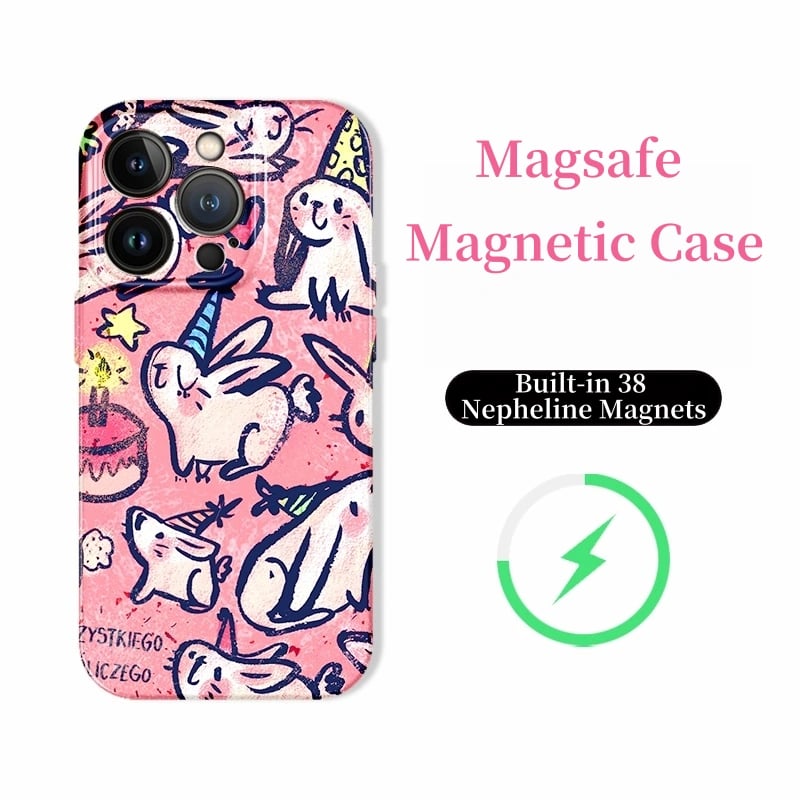 Graffiti Rabbit Hard Shell Case for iPhone 16/15/14/13/12/11 – 3D Printed, Matte Finish, Full-Cover Design