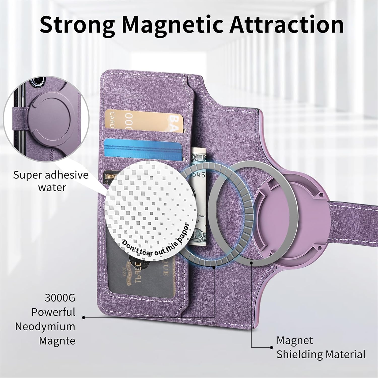 Mobile phone case suitable for Galaxy Z Fold 3/Galaxy Z Fold 4/Galaxy Z Fold 5/Galaxy Z Fold 6, full-cover anti-fall, magnetic separation, card insertion protective cover