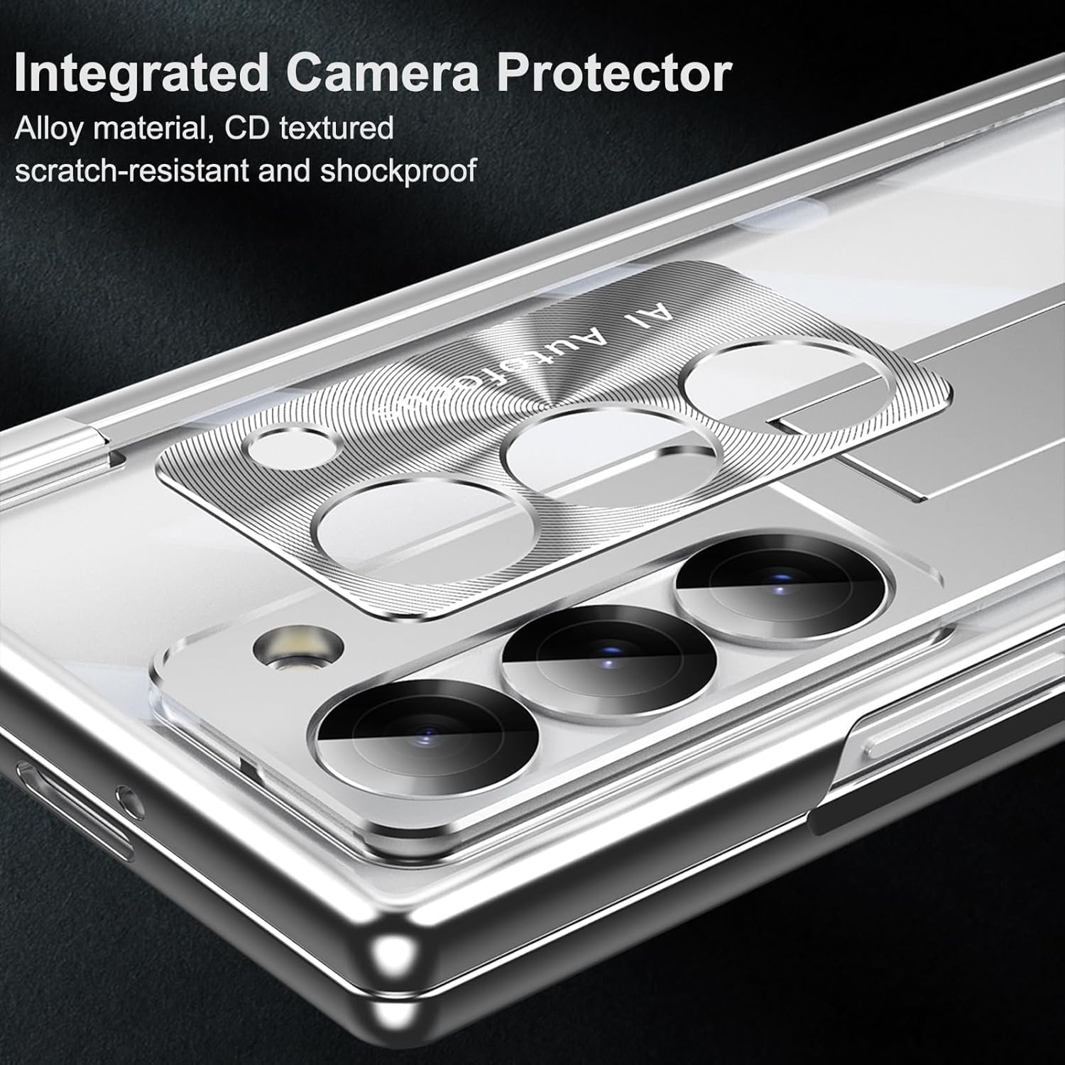 Suitable For Galaxy Z Fold 3/Galaxy Z Fold 4/Galaxy Z Fold 5/Galaxy Z Fold 6 | Transparent Case Phone Case with Pen Holder & Pen