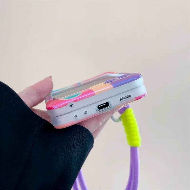 Colorful Graffiti Happy Face Phone Case For Galaxy Z Flip 3 / Galaxy Z Flip 4 / Galaxy Z Flip 5 / Galaxy Z Flip 6