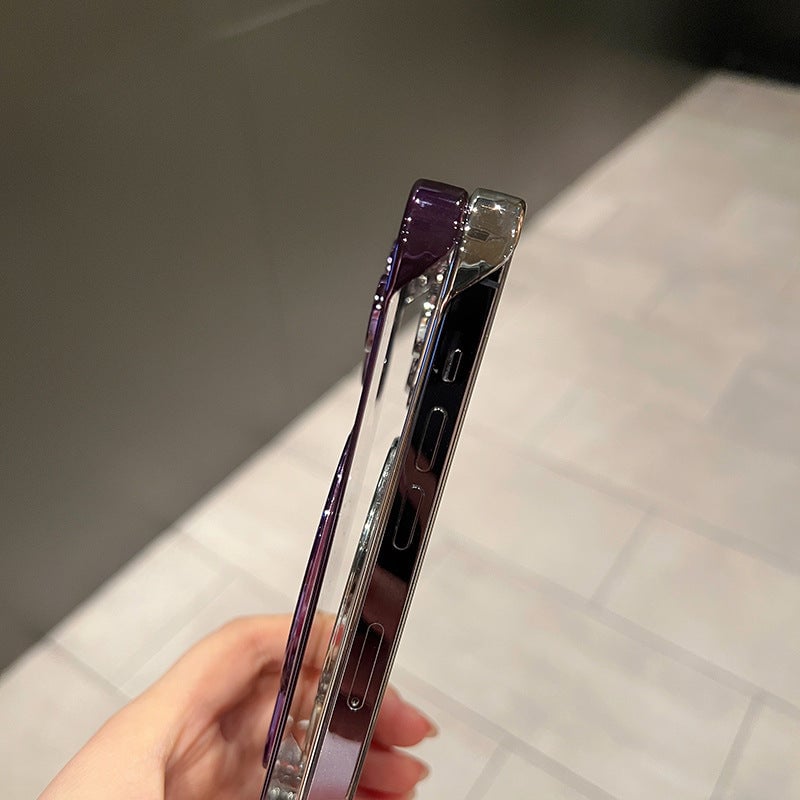 Electroplated Frameless iPhone Case with Magnetic Stand & Lens Film