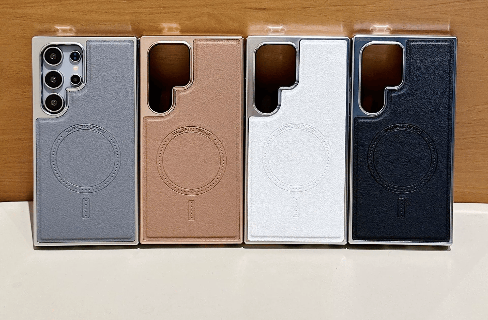 Premium Electroplated Leather Magnetic Case For Galaxy S25 Series and S24 S23 S22 Ultra