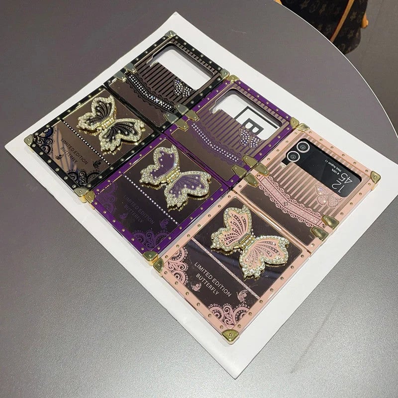 Chic Butterfly Stand Case For Galaxy Z Flip 3/Galaxy Z Flip 4/Galaxy Z Flip 5/Galaxy Z Flip 6 , Lightweight Elegance