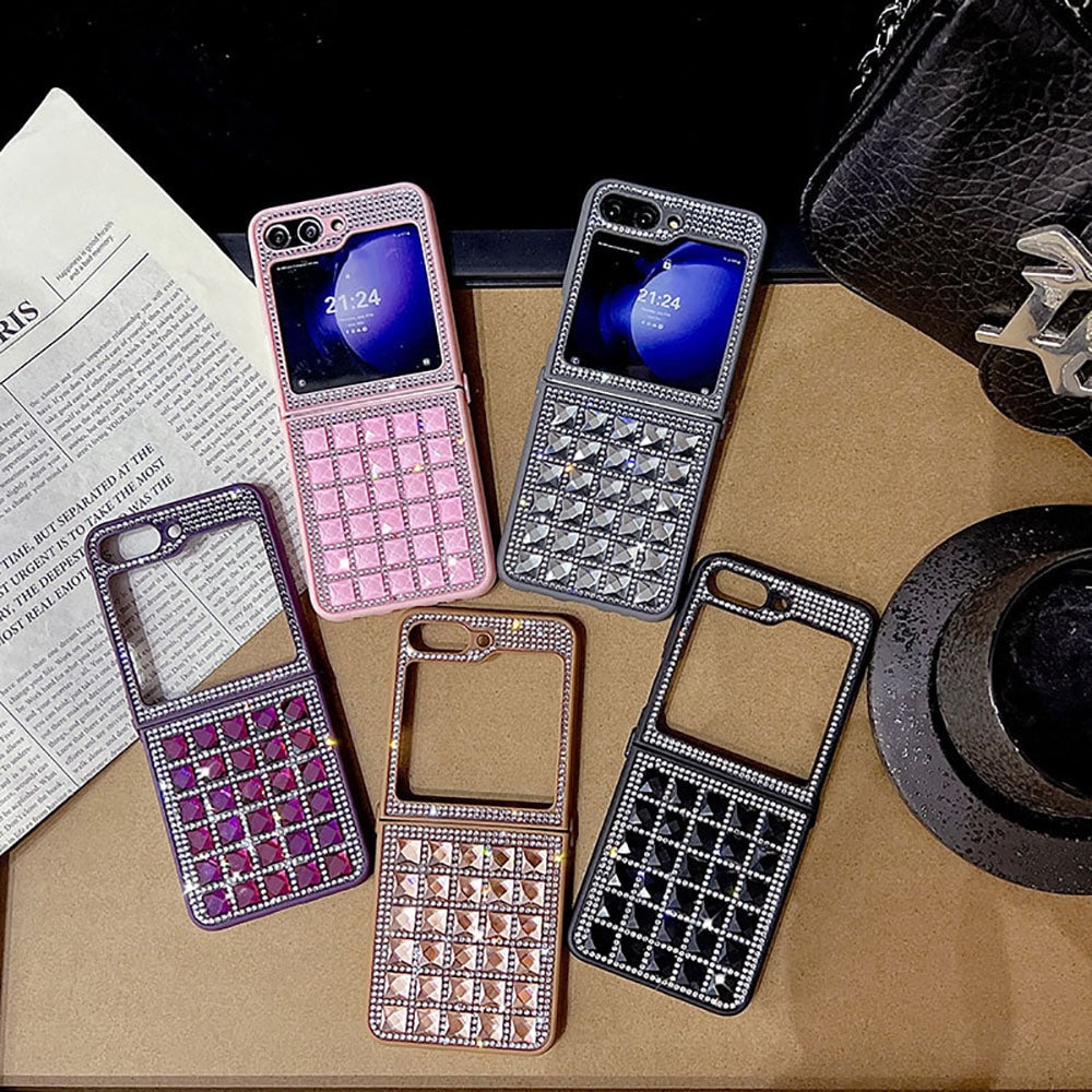 Shiny Diamond Cube Phone Case For Galaxy Z Flip 3/Galaxy Z Flip 4/Galaxy Z Flip 5/Galaxy Z Flip 6