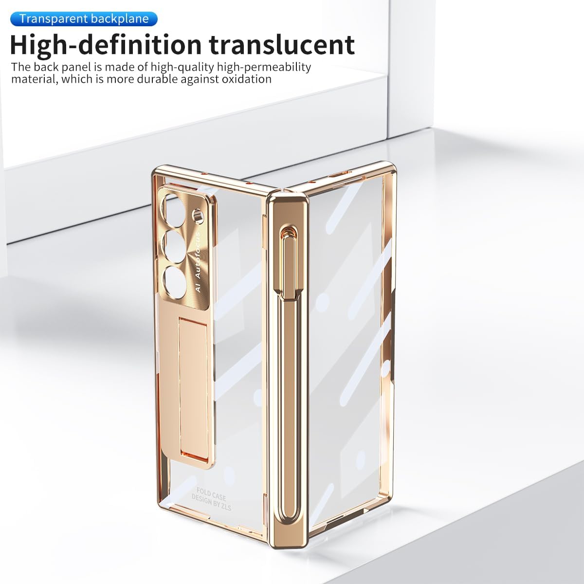 Suitable For Galaxy Z Fold 3/Galaxy Z Fold 4/Galaxy Z Fold 5/Galaxy Z Fold 6 | Transparent Case Phone Case with Pen Holder & Pen