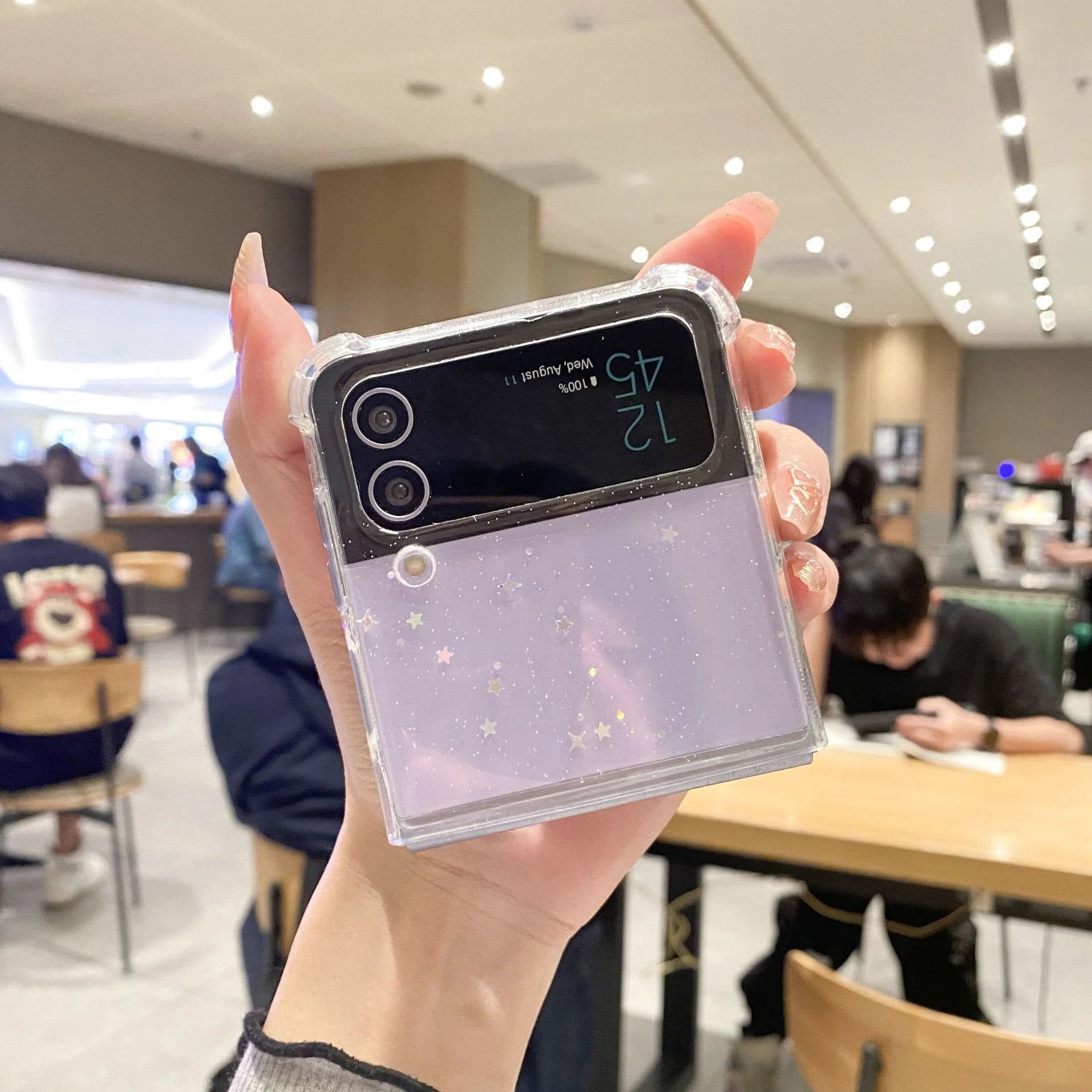 Glitter glue magnetic mobile phone case, suitable for Galaxy Z Flip 3/Galaxy Z Flip 4/Galaxy Z Flip 5/Galaxy Z Flip 6