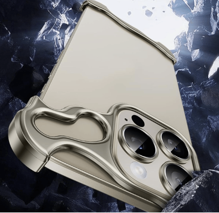 Alien-Shaped Metal Alloy Protective Borderless Slim Case for iPhone 14 and 15 Series