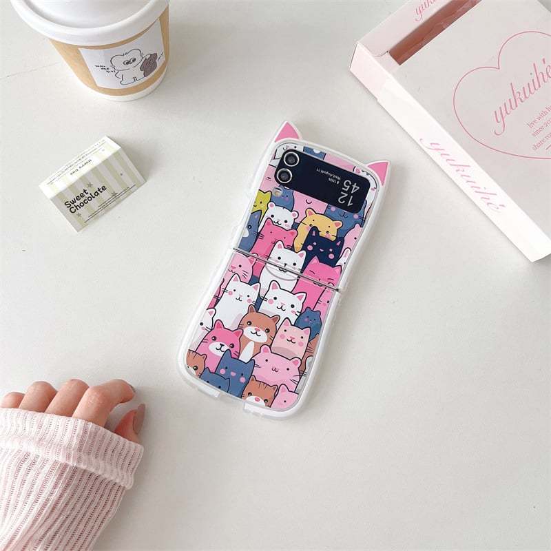 Stacking Cat Phone Case For Galaxy Z Flip 3/Galaxy Z Flip 4/Galaxy Z Flip 5/Galaxy Z Flip 6