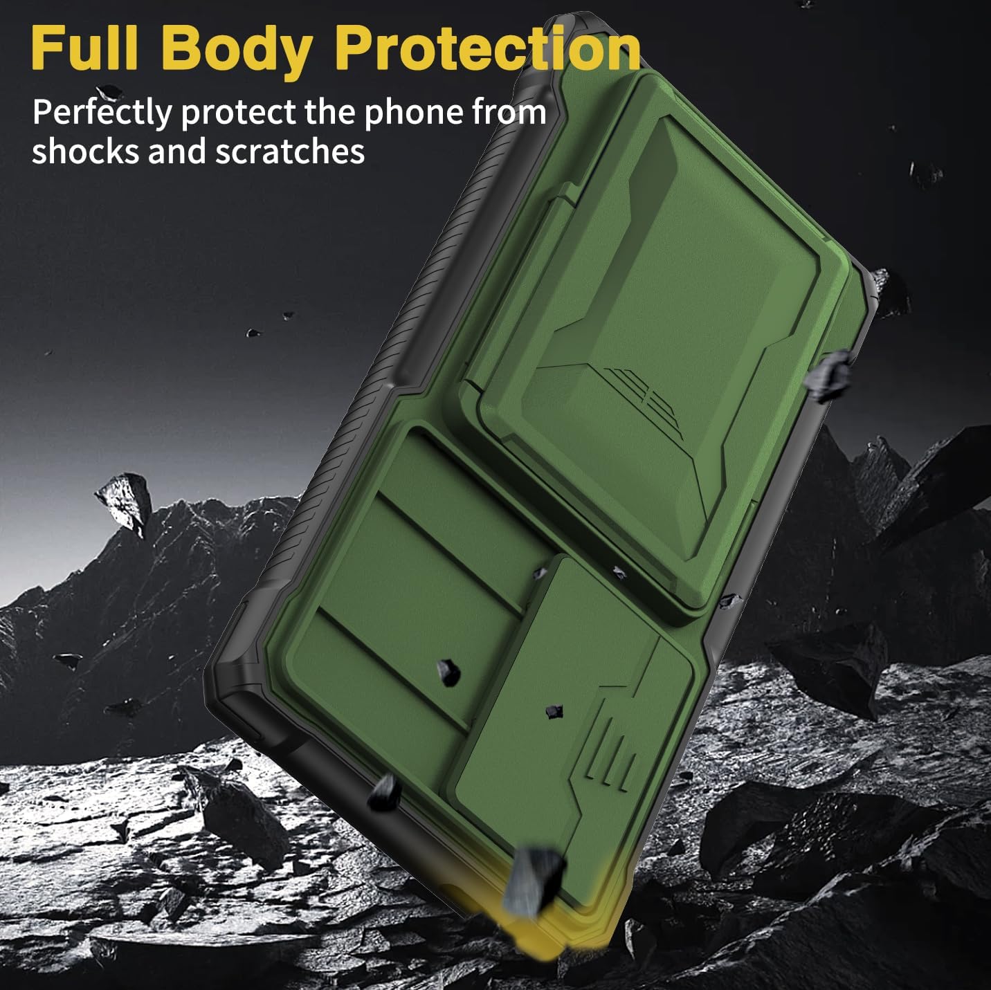 Sliding window lens holder for Samsung Galaxy S24 Ultra, anti-drop protective cover with card insertion