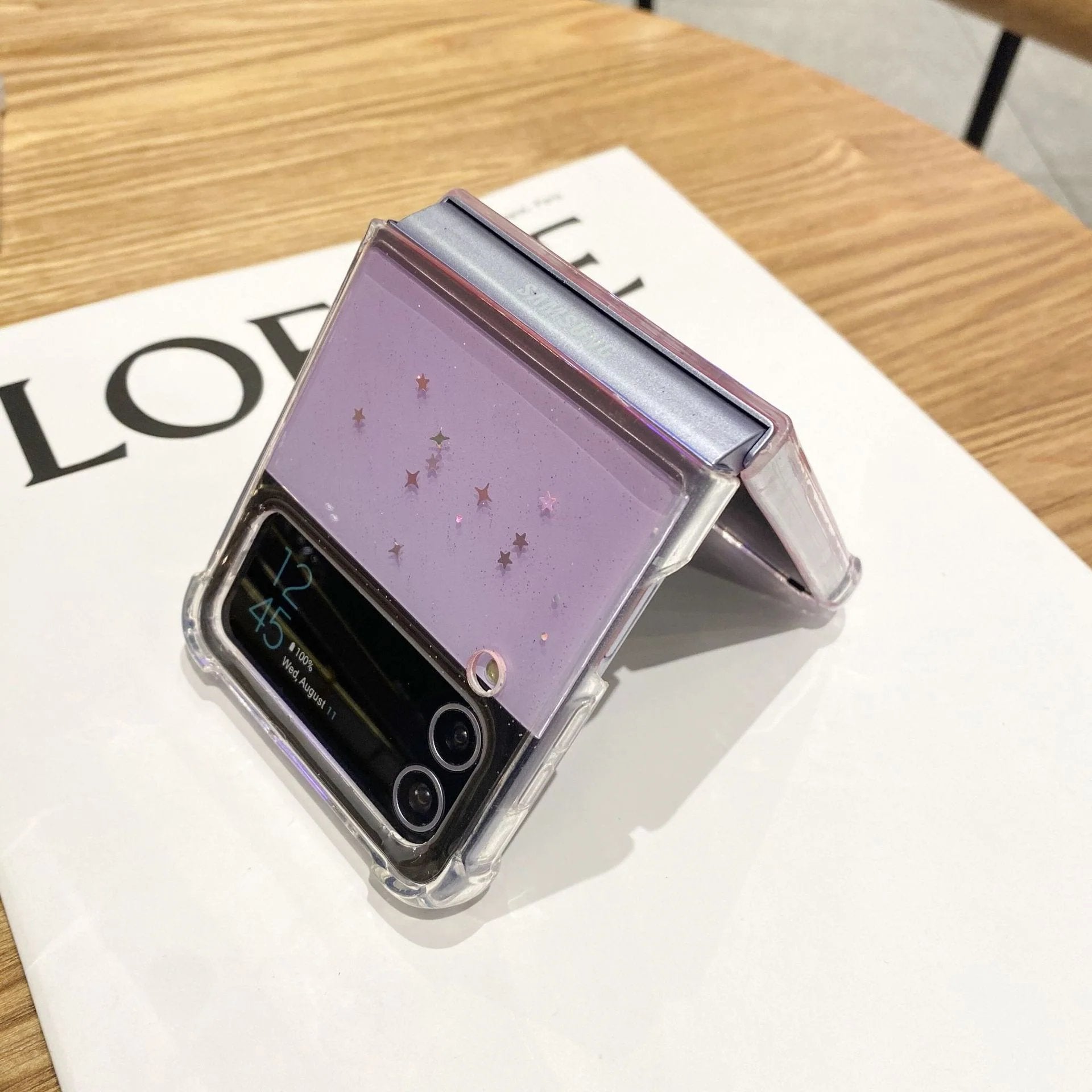 Glitter glue magnetic mobile phone case, suitable for Galaxy Z Flip 3/Galaxy Z Flip 4/Galaxy Z Flip 5/Galaxy Z Flip 6