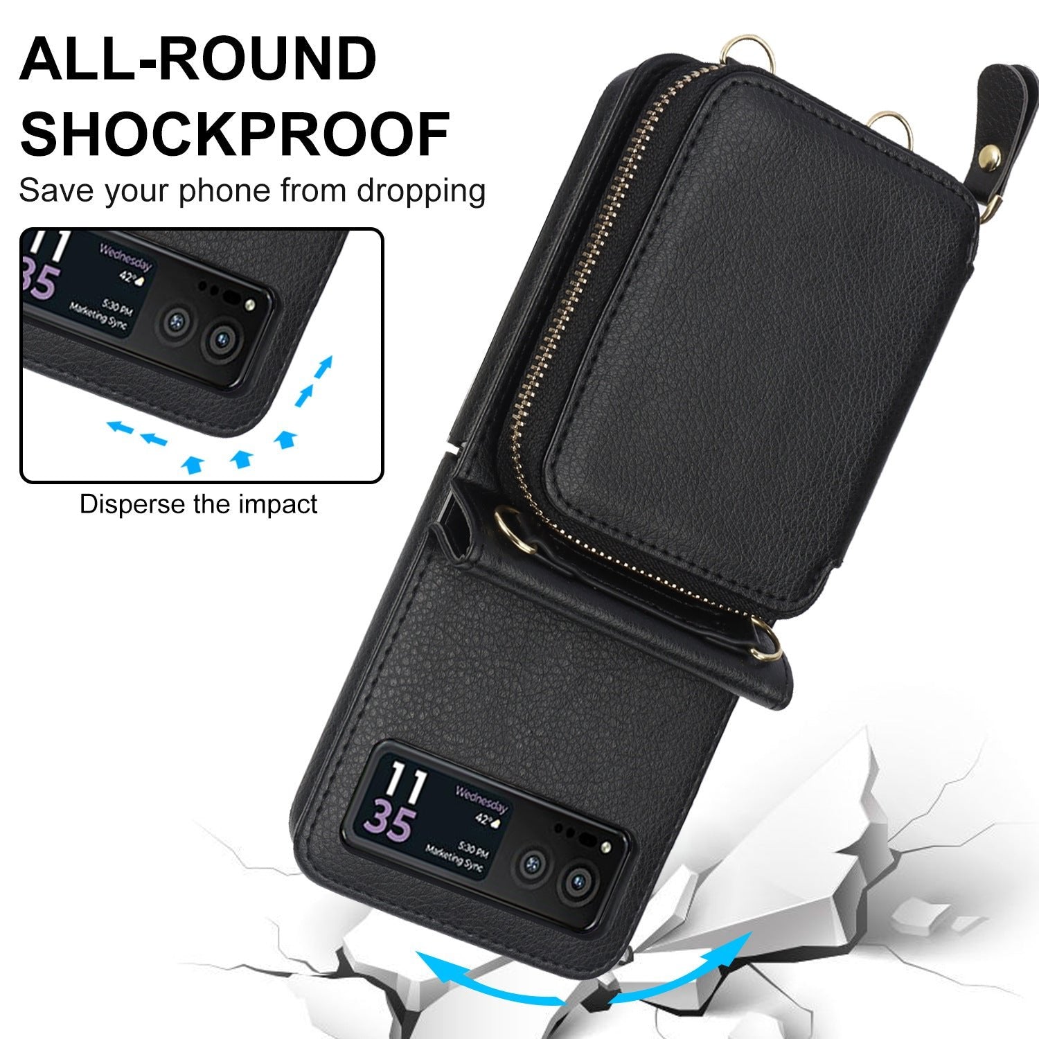 Suitable for Galaxy Z Flip 3/Galaxy Z Flip 4/Galaxy Z Flip 5/Galaxy Z Flip 6 Zipper Bag Mobile Phone Case Leather Case Card Holder