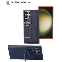 SentimentvalueTM Leather Phone Case For Samsung Galaxy S25 S24 Ultra and Samsung Galaxy S23 Series, Square Bracket Lens Flip Cover Anti-Drop Protective Cover