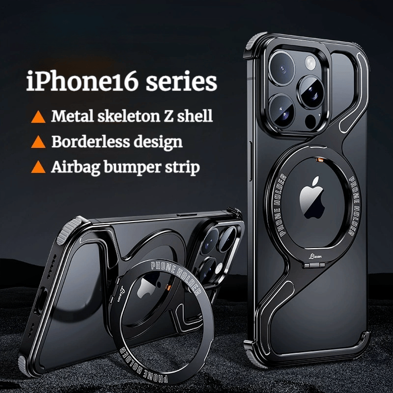Metal Z Shell With Magnetic Bracket Hollow Heat Dissipation Mobile Phone Case Suitable For iPhone 16/15 Series