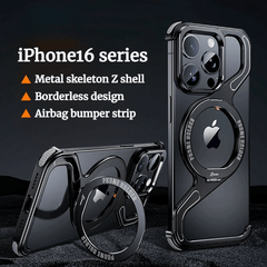 Metal Z Shell With Magnetic Bracket Hollow Heat Dissipation Mobile Phone Case Suitable For iPhone 16/15 Series