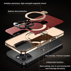 [17 Series Updated] Plain Leather Electroplated Magnetic Bracket Case
