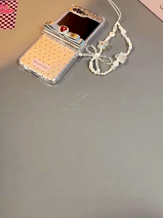 [🎀New🌸]Feather Yarn Red Polka Dot Bowknot Mobile Phone Case For Galaxy Z Flip 3/Galaxy Z Flip 4/Galaxy Z Flip 5/Galaxy Z Flip 6