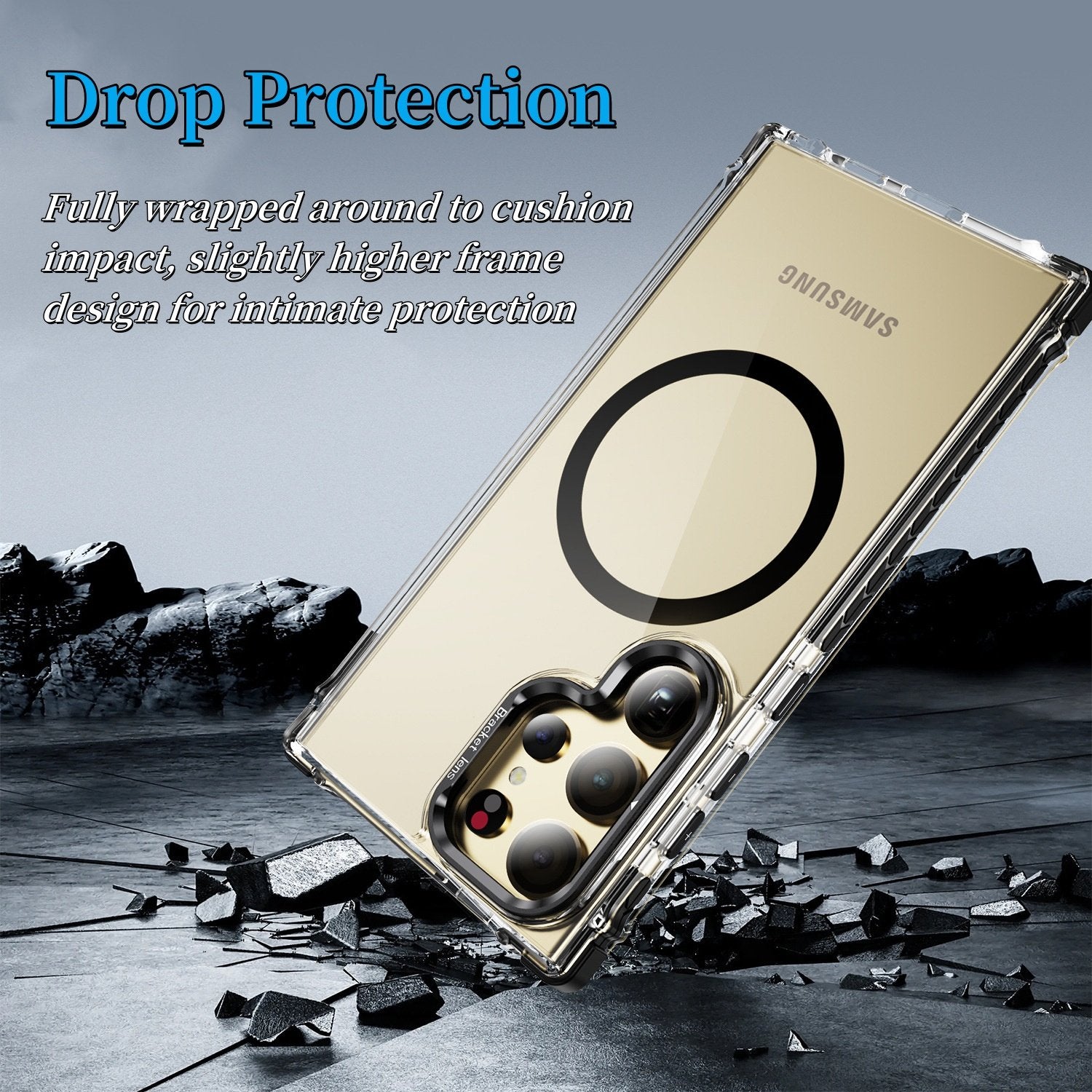 High-transparency Magnetic Mobile Phone Case For Galaxy S25 S24 S23 Series, Protective Cover With Lens Holder
