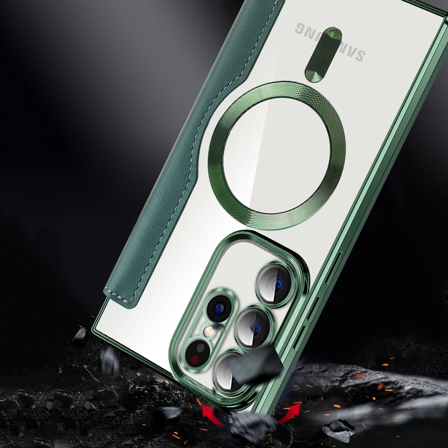 Electroplating Magnetic Leather Case for Samsung Galaxy S25 S24 S23 S22 Series