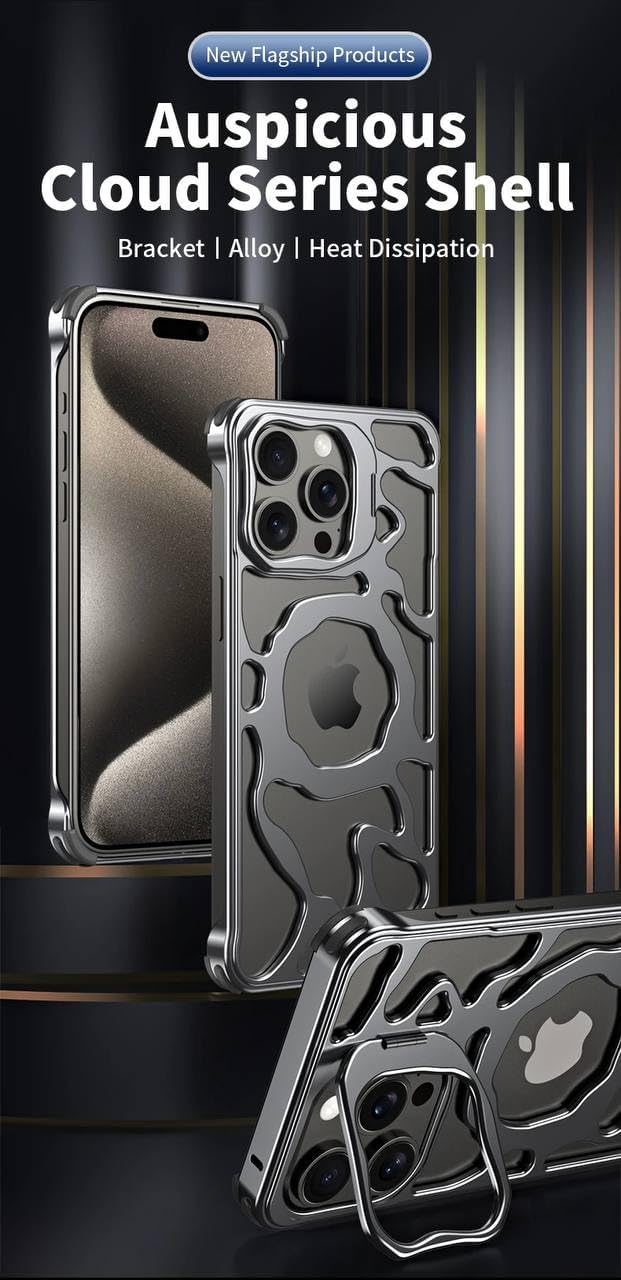 SentimentvalueTM Magnetic Heat Dissipation Hollow Metal Case With Lens Holder For iPhone 16 15 14 13 Series