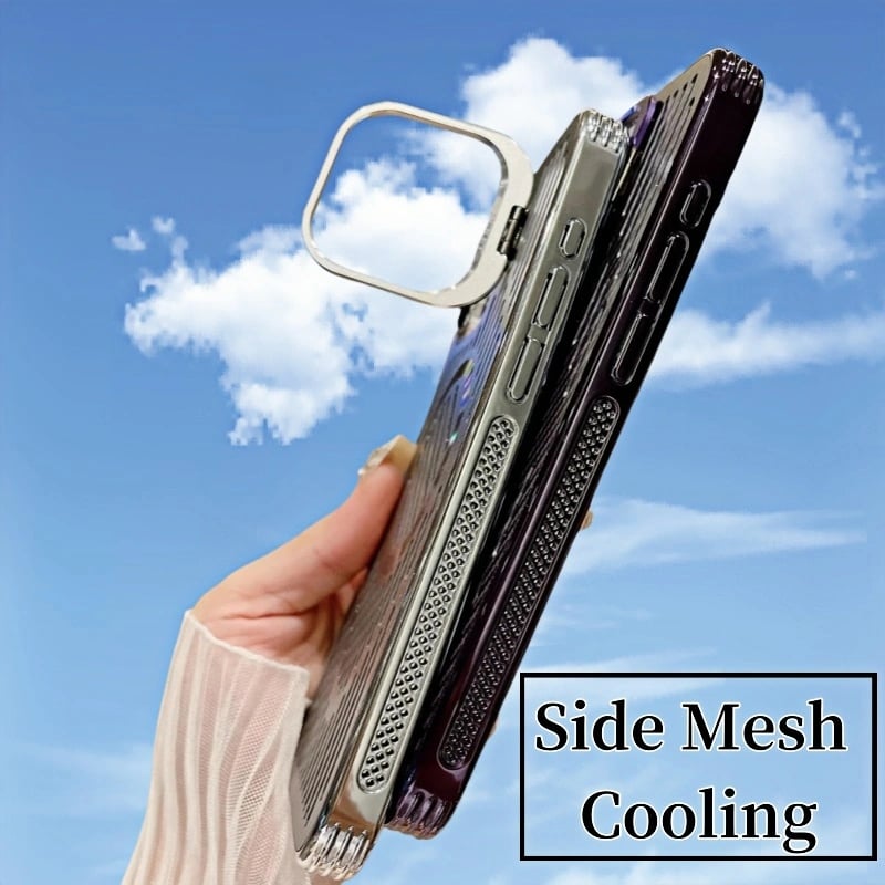 Carbon Fiber Hollow Heat Dissipation Magnetic Phone Case With Lens Holder For iPhone 16 15 14 13 Series