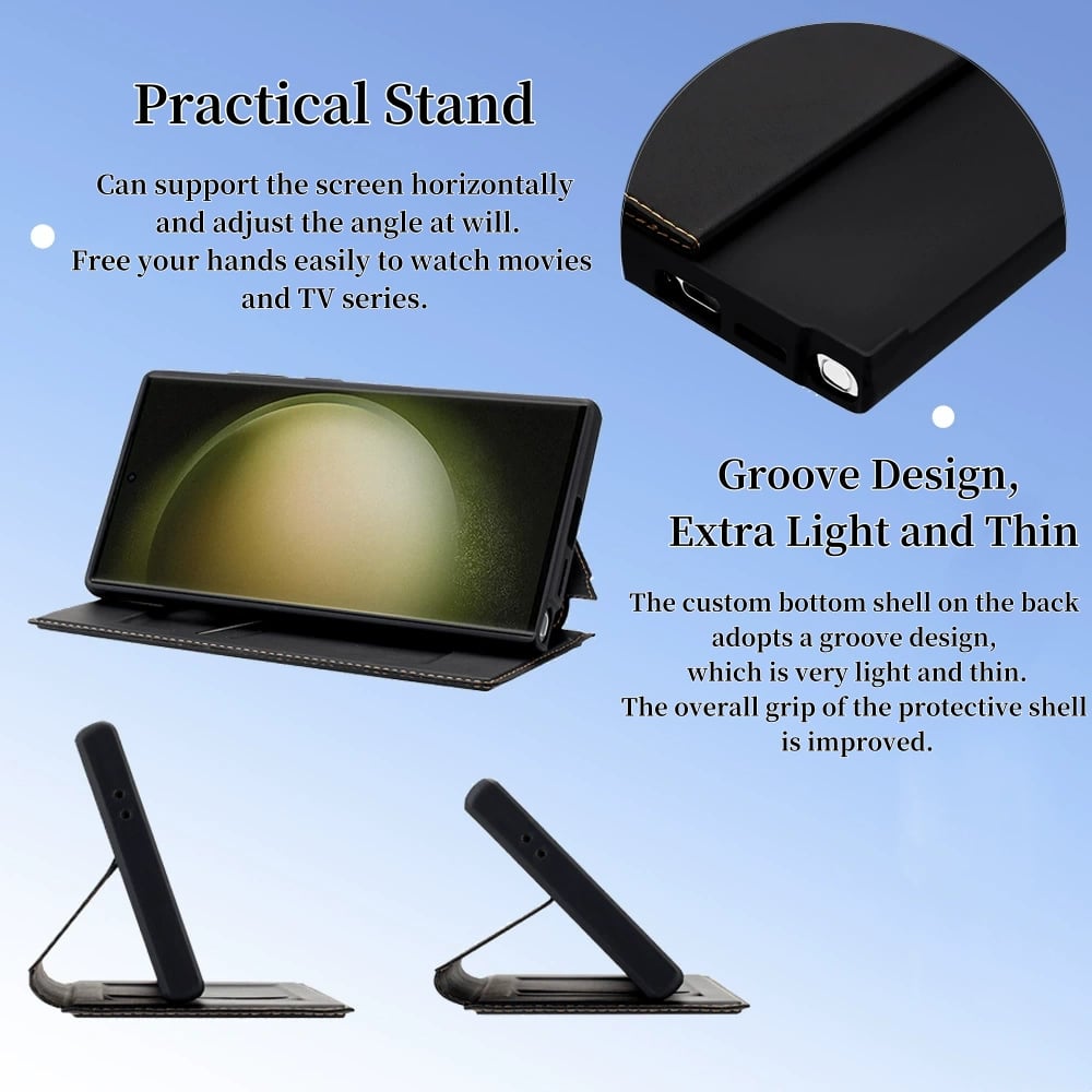 Card slot flip cover strong magnetic leather case for Galaxy S25/S24 series