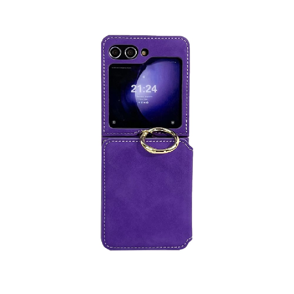 Ring Card Holder Phone Case With Chain For Galaxy Z Flip 3/Galaxy Z Flip 4/Galaxy Z Flip 5/Galaxy Z Flip 6