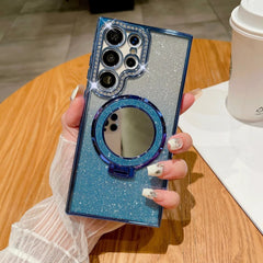 Luxury Glitter Mirror Magnetic Ring Holder Case For Samsung Galaxy S25 S24 S23 S22 Plus Ultra