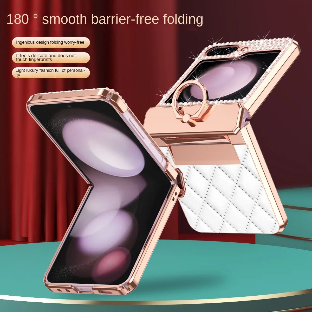 Luxury Leather Pattern Folding Protective Case, Compatible with Galaxy Z Flip 3/Galaxy Z Flip 4/Galaxy Z Flip 5