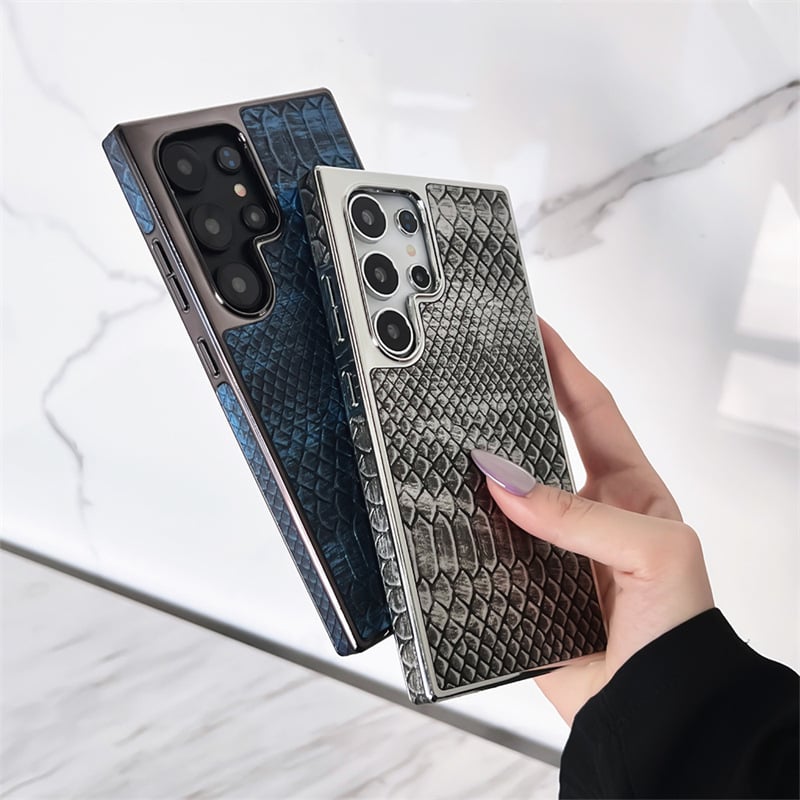 Electroplating simple leather texture mobile phone case for Samsung Galaxy S24/S23/S22 series