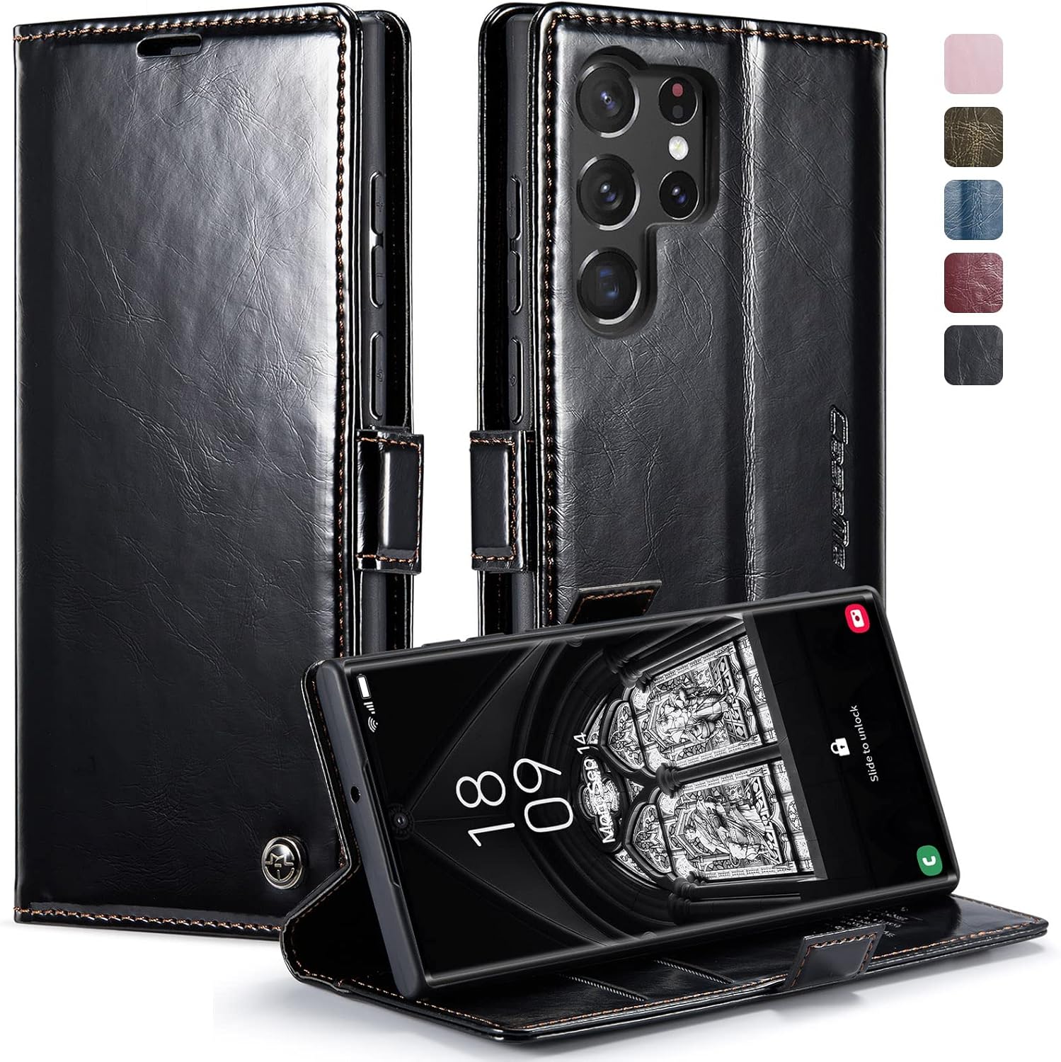 Crazy horse pattern card holder for Galaxy S24/S23/S22/S21/S20 Series