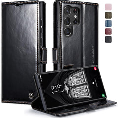 Crazy horse pattern card holder for Galaxy S24/S23/S22/S21/S20 Series