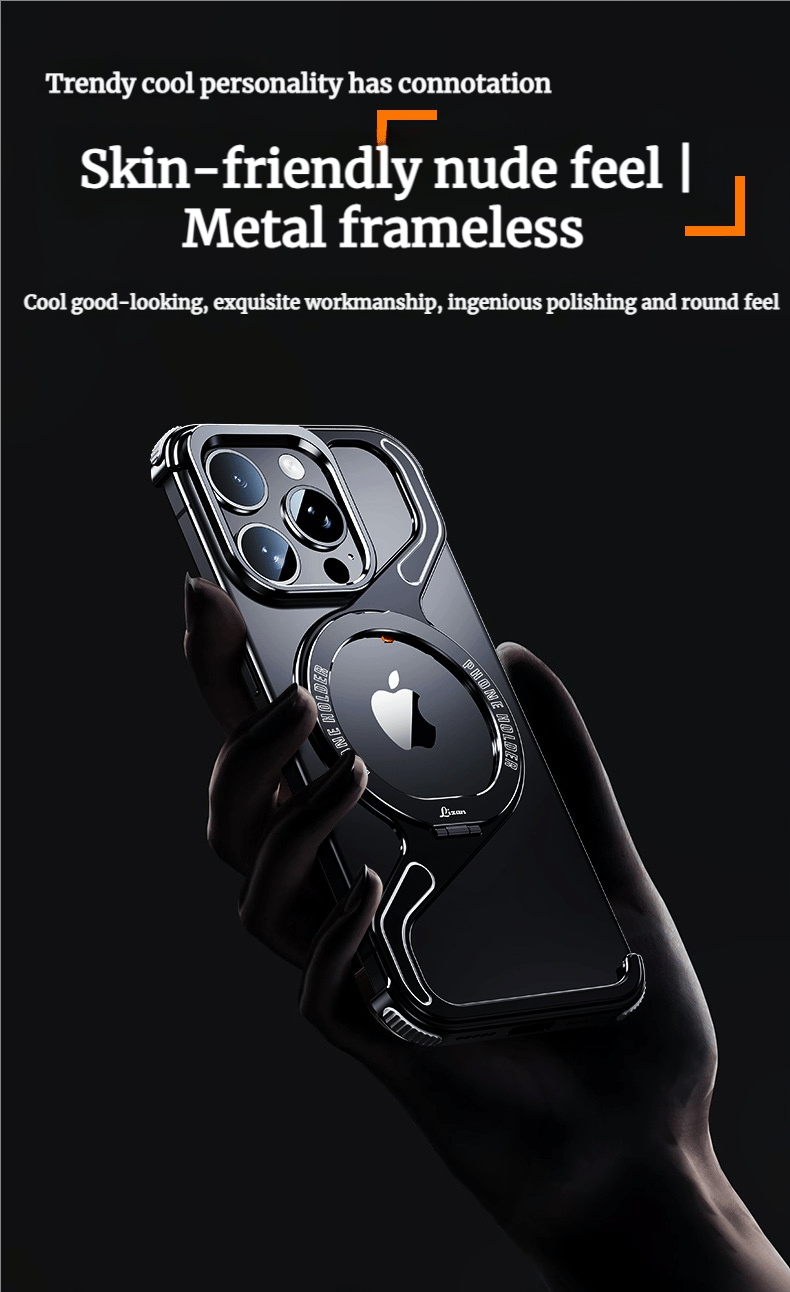 Metal Z Shell With Magnetic Bracket Hollow Heat Dissipation Mobile Phone Case Suitable For iPhone 16/15 Series