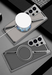 Z-Shaped Electroplated Pure Leather Magnetic Phone Case for Galaxy S23Ultra/S24Ultra/S25Ultra (Only case)