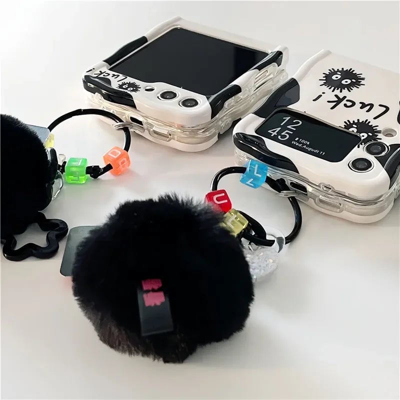 New Cartoon Cute Briquettes Twisted Edge Soft Shell Phone Case for Galaxy Z Flip 3/Galaxy Z Flip 4/Galaxy Z Flip 5/Galaxy Z Flip 6