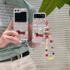 Colorful Polka Dot Dachshund Phone Case, Compatible with Galaxy Z Flip 3/Galaxy Z Flip 4/Galaxy Z Flip 5/Galaxy Z Flip 6