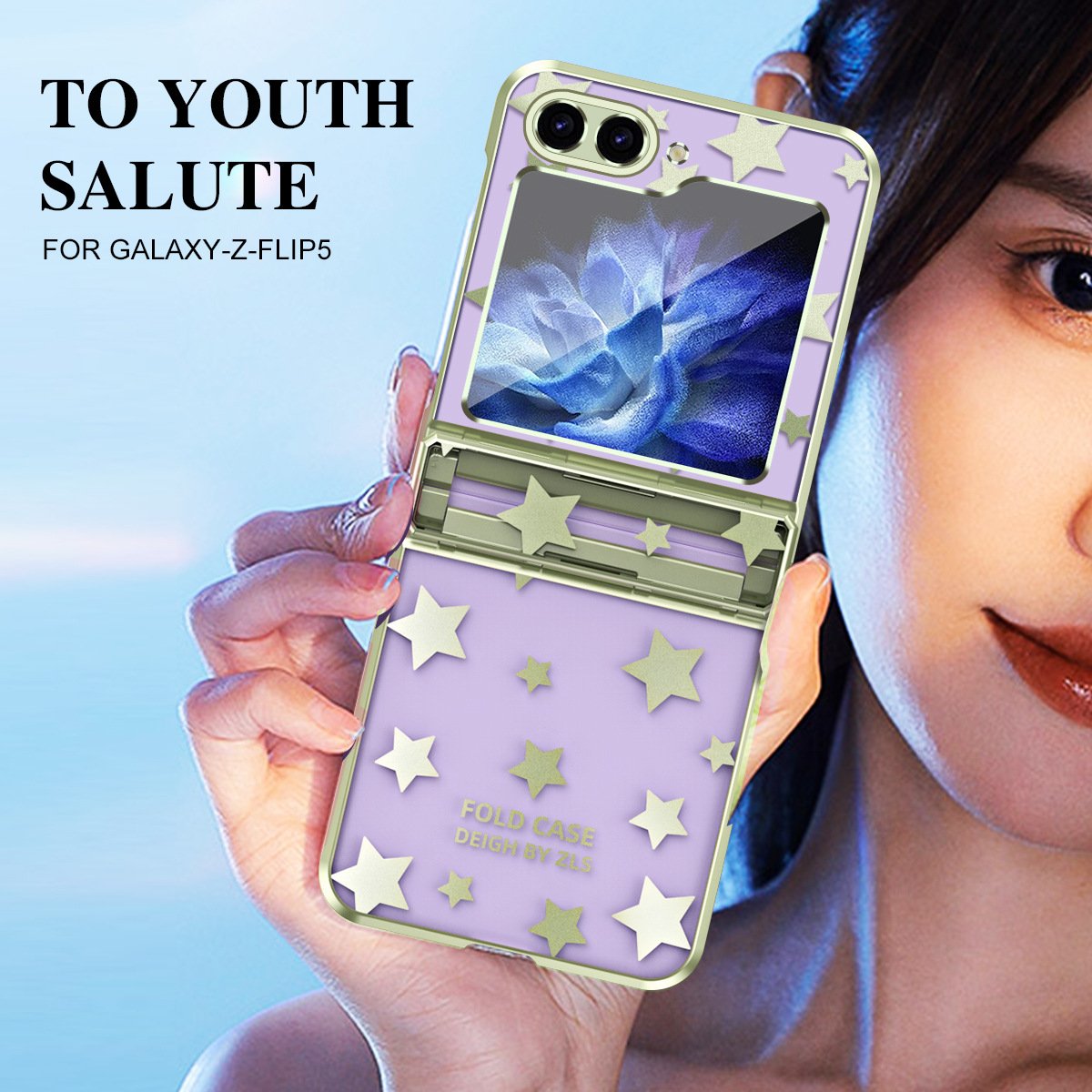 Electroplating starry sky mobile phone case, suitable for Galaxy Z Flip 3/Galaxy Z Flip 4/Galaxy Z Flip 5/Galaxy Z Flip 6