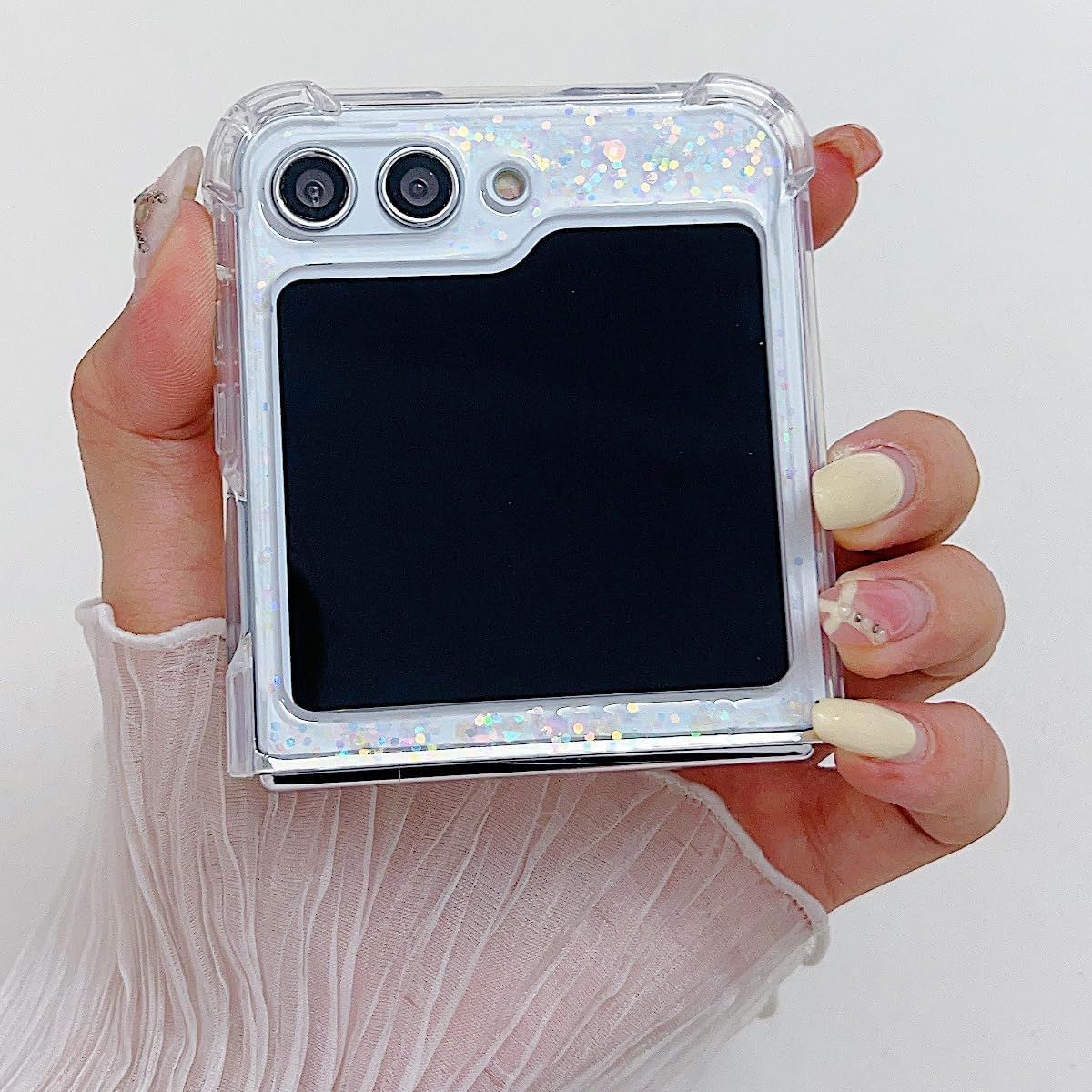 Epoxy glitter beads mobile phone case, suitable for Galaxy Z Flip 3/Galaxy Z Flip 4/Galaxy Z Flip 5/Galaxy Z Flip 6