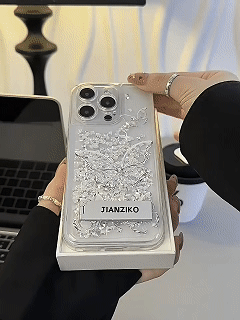 Riot Silver Butterfly Phone Case, Big Hole Diamond Quicksand Stand Case