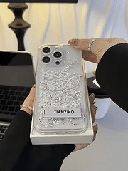 Riot Silver Butterfly Phone Case, Big Hole Diamond Quicksand Stand Case