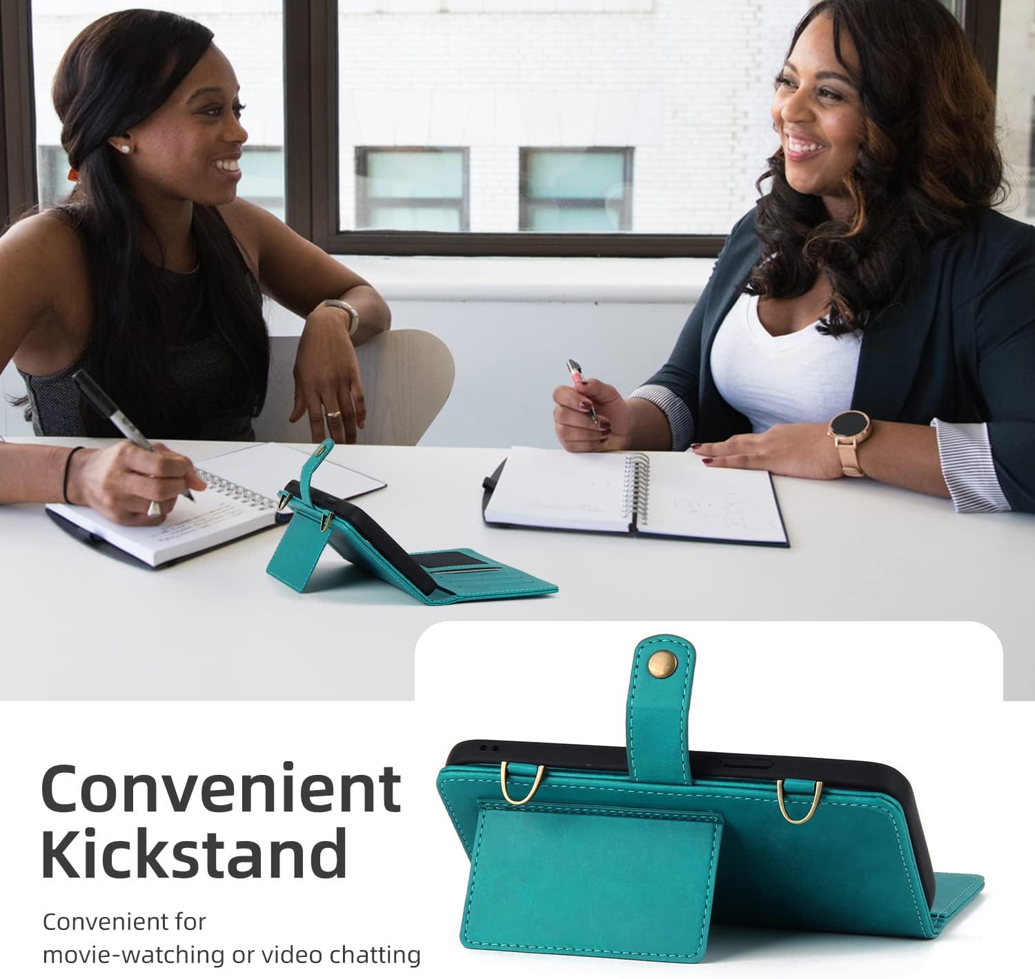 TwoHead for iPhone Wallet Case, Multi-Function Detachable 3 in 1 Magnetic Phone Case Wallet, Flip Strap Zipper Card Holder Phone Case with Shoulder Straps for iPhone