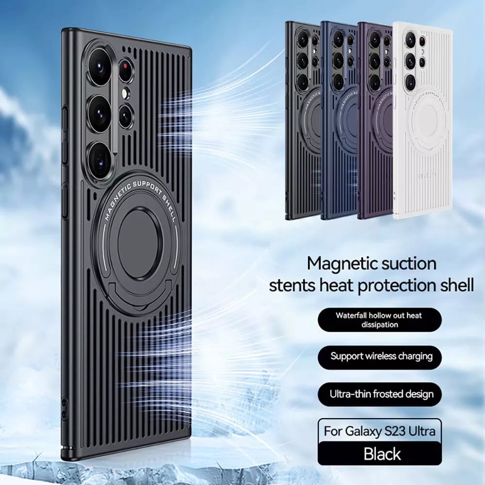 Invisible Pull Rod Stand Heat Dissipation Magnetic Mobile Phone Case For Samsung Galaxy S23 S24 Series
