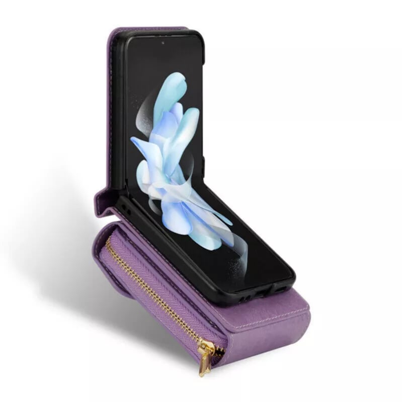 Mobile phone protective case with lanyard, crossbody, zipper card wallet for Galaxy Z Flip 3/Galaxy Z Flip 4/Galaxy Z Flip 5/Galaxy Z Flip 6