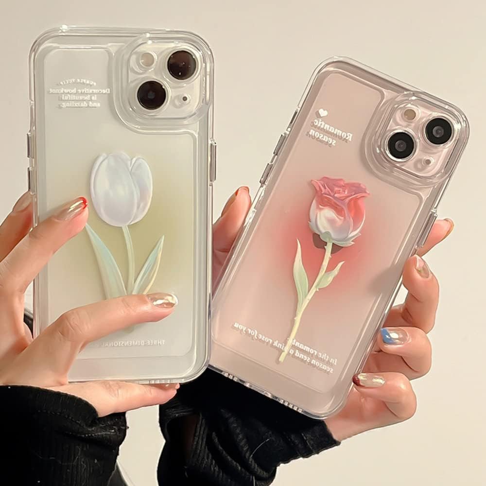 Tulip, Rose Flower Transparent Soft Phone Case