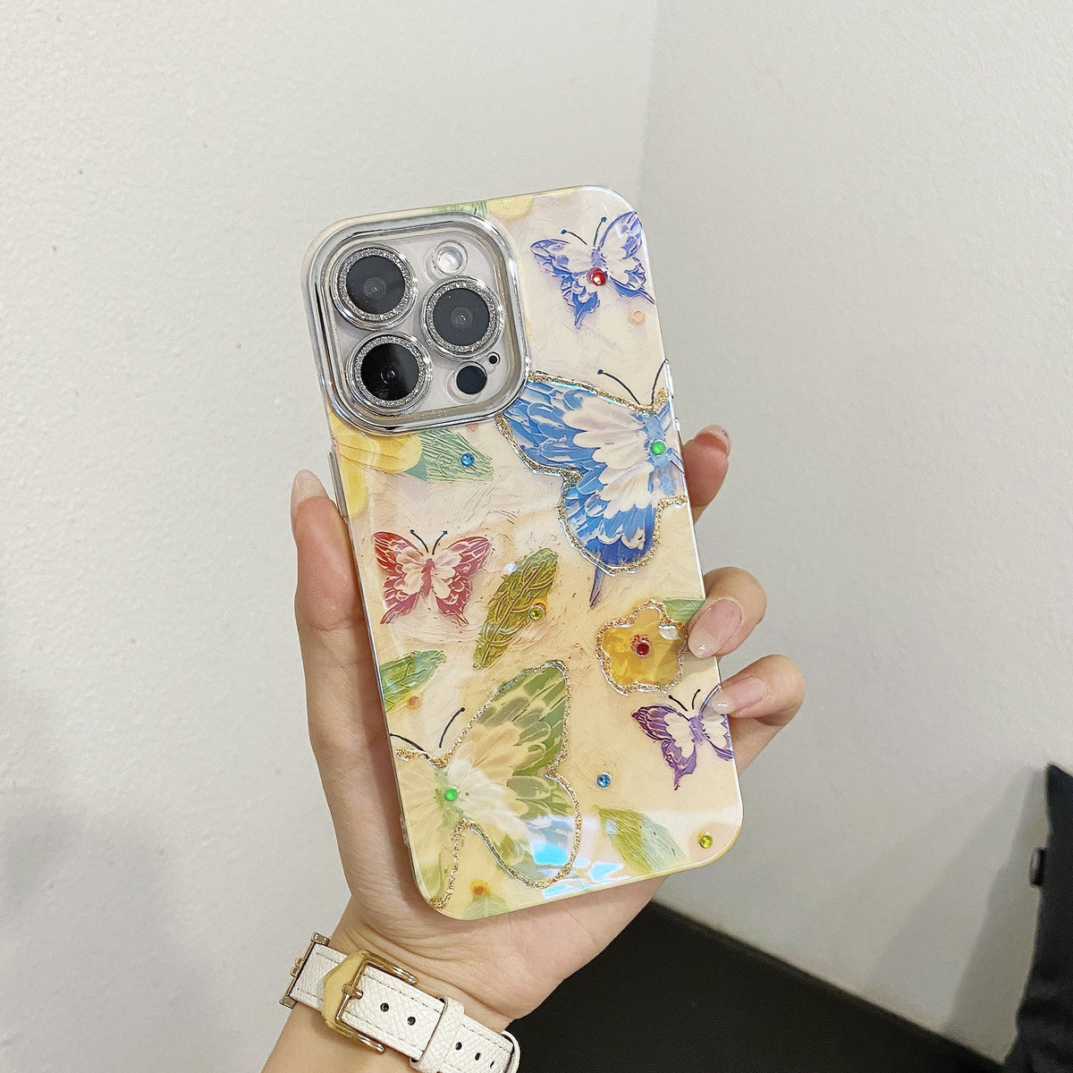 Butterfly Flower Bling Diamond Soft Phone Case Compatible with iPhone Case