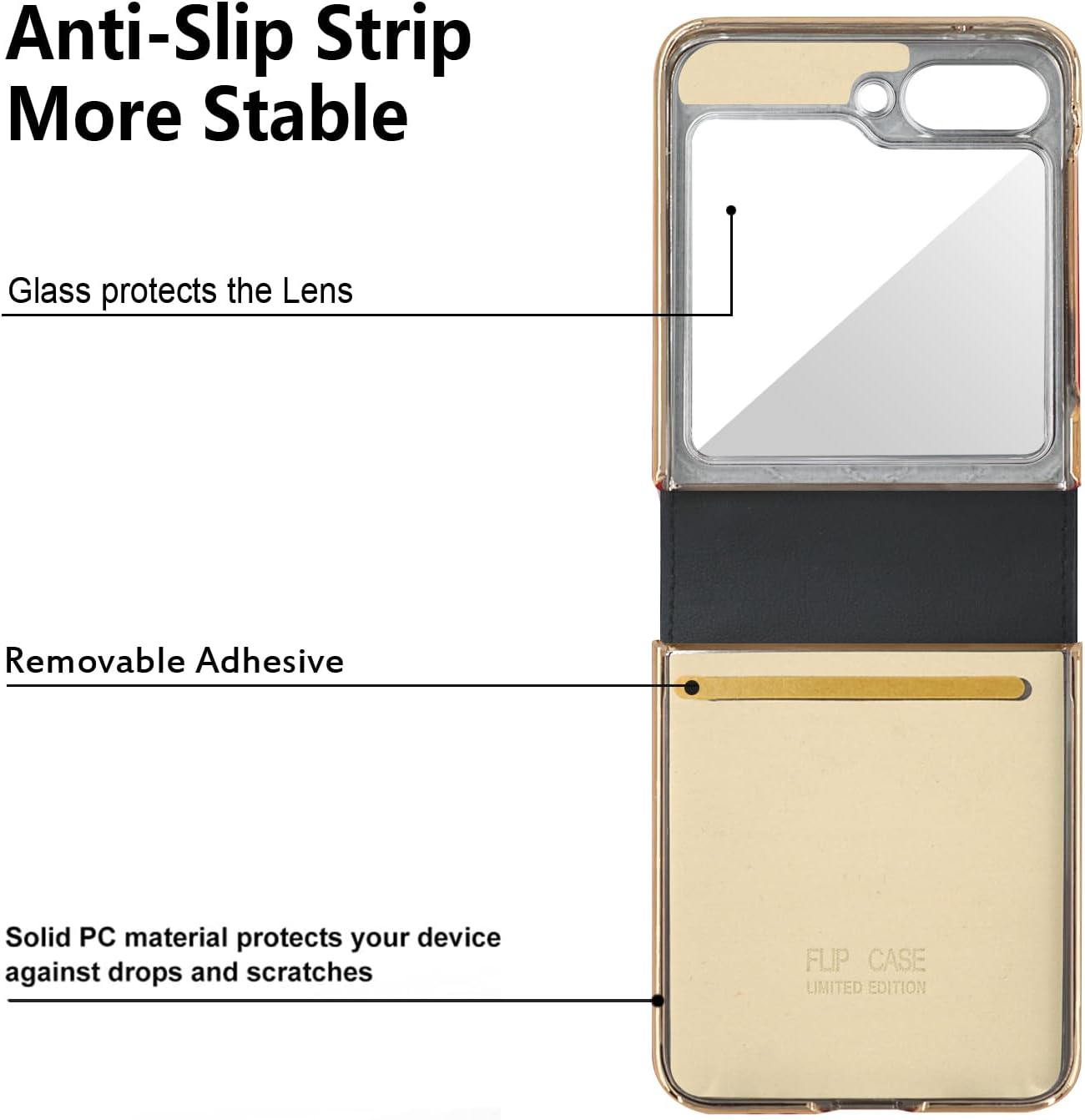 Mobile phone case for Galaxy Z Flip 3 / Galaxy Z Flip 4 / Galaxy Z Flip 5 / Galaxy Z Flip 6, mobile phone leather case with mirror and scarf