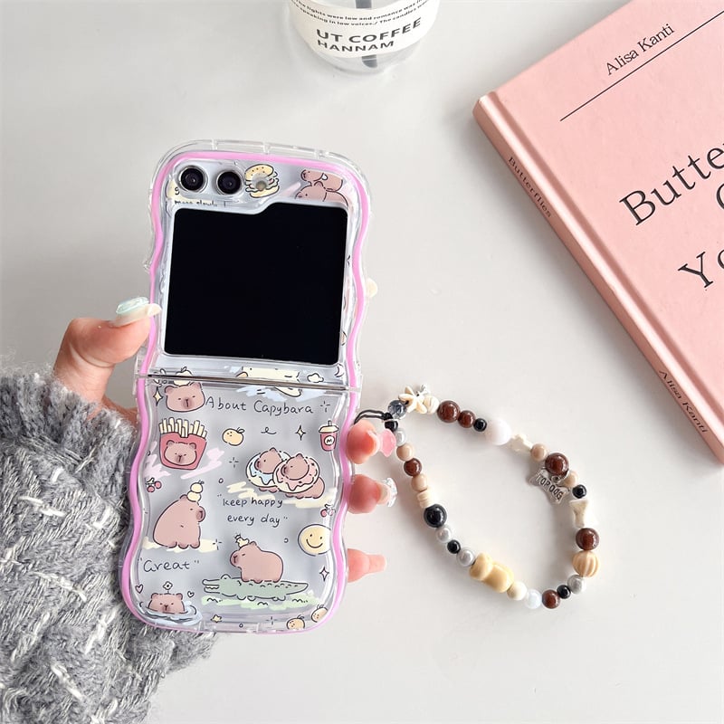 Cartoon Capybara Phone Case For Galaxy Z Flip 3 / Galaxy Z Flip 4 / Galaxy Z Flip 5 / Galaxy Z Flip 6