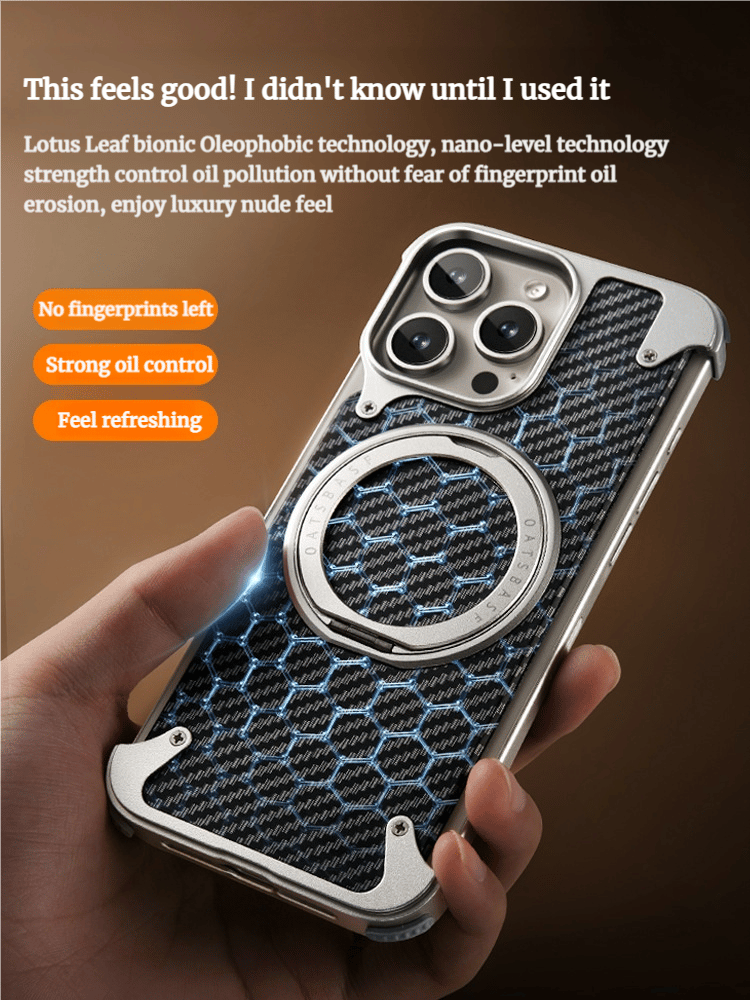 Frameless Carbon Fiber Texture Magnetic Bracket Case