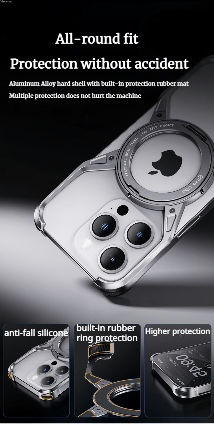 X-shaped Aluminum Alloy Hollow Rotating Magnetic Bracket Case For iPhone 16 Series